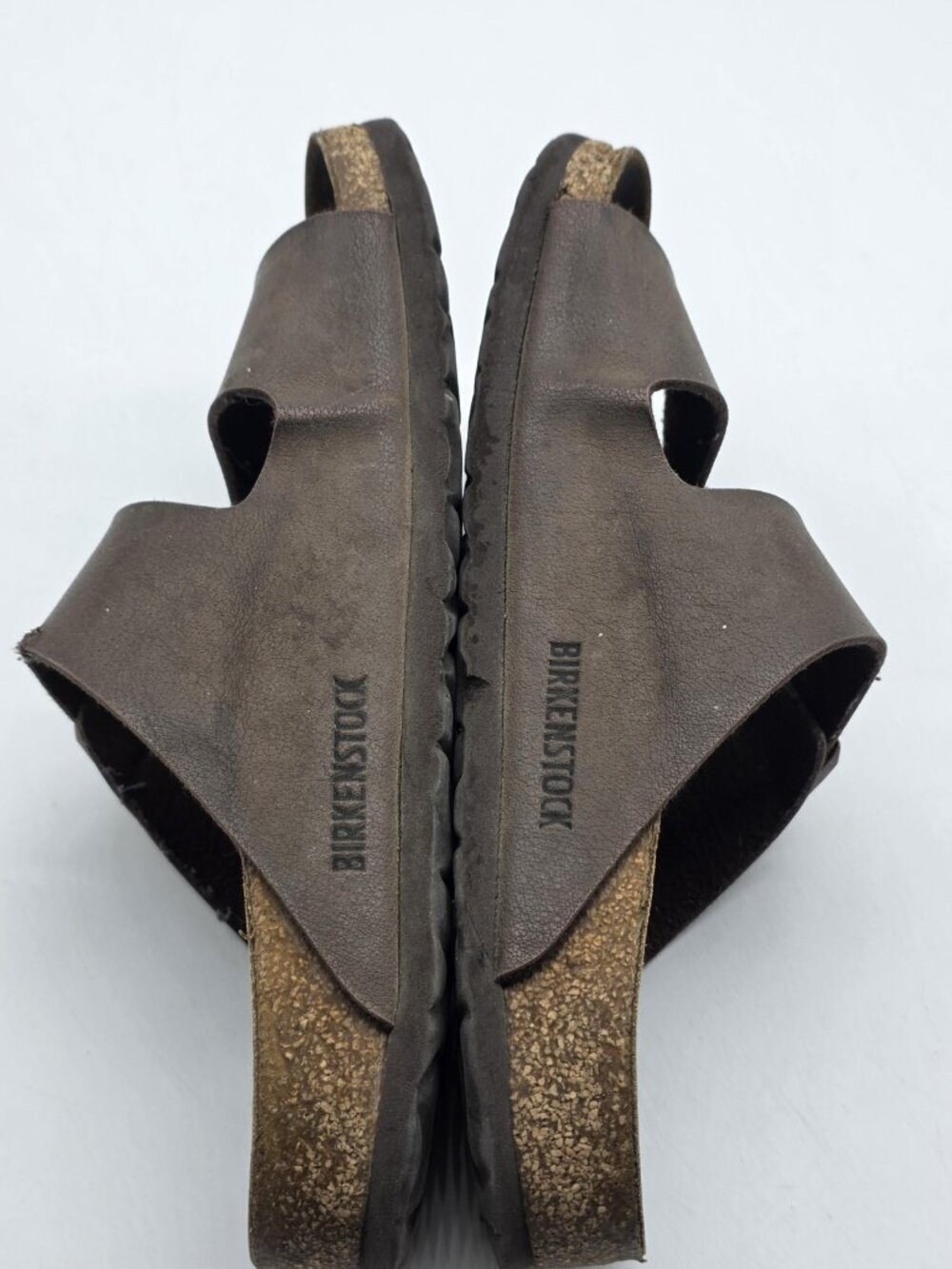 Birkenstock Arizona Sandals Shoes women Size 7 Brown Leather Double Strap Damage - Picture 11 of 13